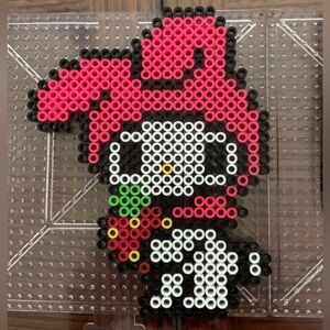 Mymelody Pink and Black perler Bead Art hello Kitty and friends Character